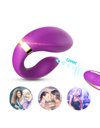 Vibromasseur forme U Violet pour couple avec double moteurs