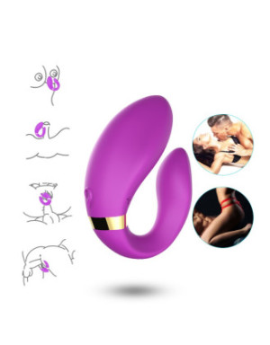 Vibromasseur forme U Violet pour couple avec double moteurs