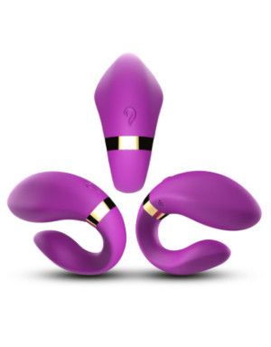 Vibromasseur forme U Violet pour couple avec double moteurs