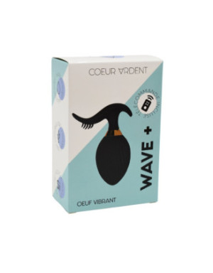 WAVE +, Un Œuf vibrant noir USB avec stimulation clitoridienne, doté d'une télécommande