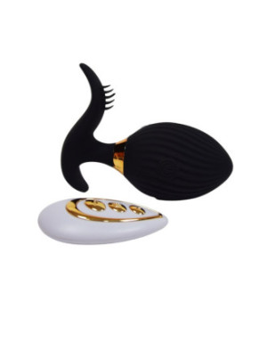 WAVE +, Un Œuf vibrant noir USB avec stimulation clitoridienne, doté d'une télécommande