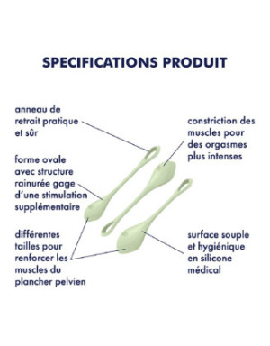 Set de 3 boules de geisha vert pastel Yoni Power 2 Satisfyer