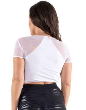 Top court blanc échancré sur le devant