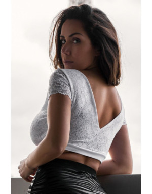 Top sexy court blanc bi matière réversible