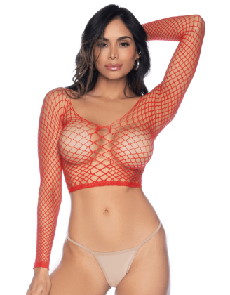 2 en 1 Top ou pantalon en résille rouge - MAL1120RED