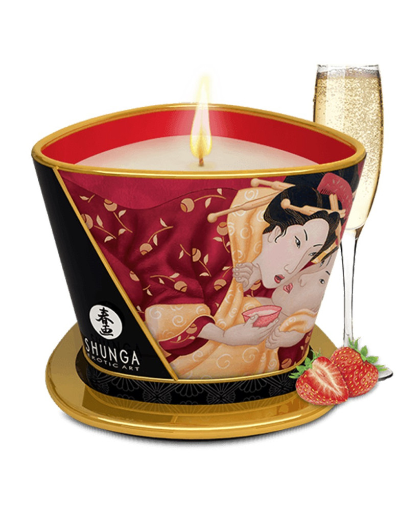 Bougie de massage fraise vin pétillant 170ml