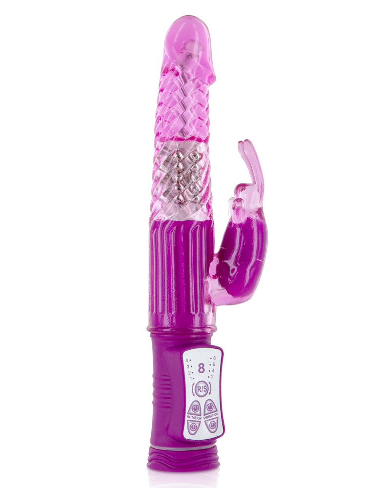 Vibromasseur rabbit rose 2 moteurs et billes rotatives USB