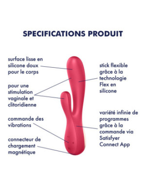 Vibromasseur rabbit rouge connecté Mono Flex Satisfyer