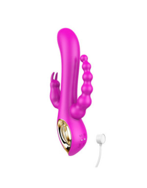 Vibromasseur Rabbit  rose  avec chapelet vibrant