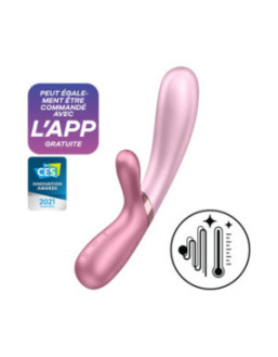 Vibromasseur rabbit rose chauffant USB connecté Hot Lover Satisfyer