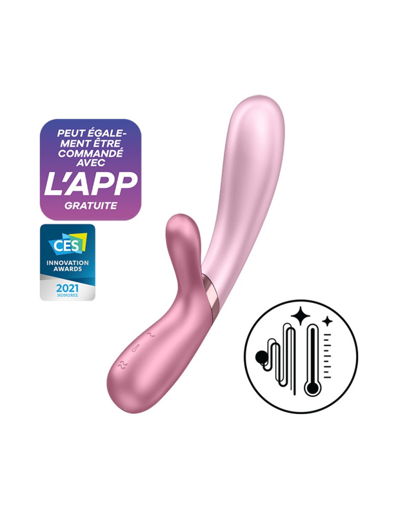 Vibromasseur rabbit rose chauffant USB connecté Hot Lover Satisfyer