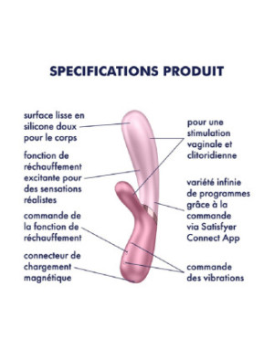 Vibromasseur rabbit rose chauffant USB connecté Hot Lover Satisfyer