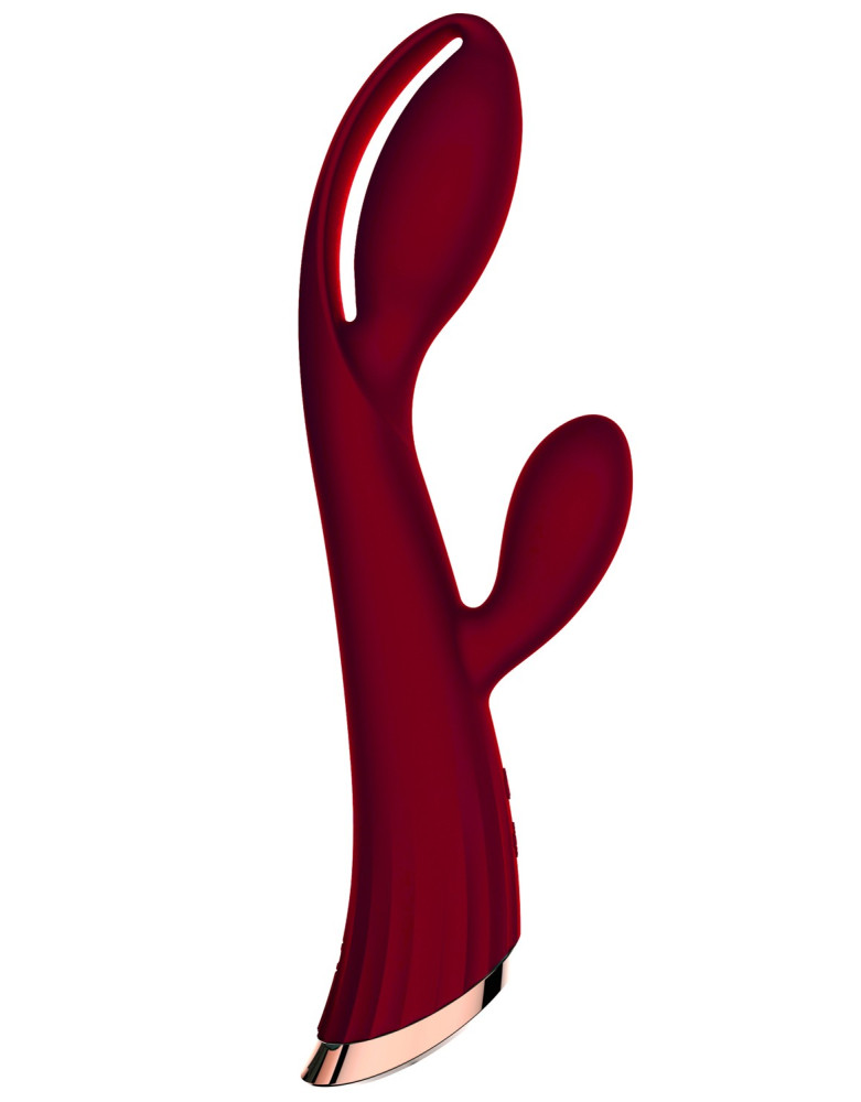 Vibromasseur rouge avec stimulateur de clitoris LRIS USB