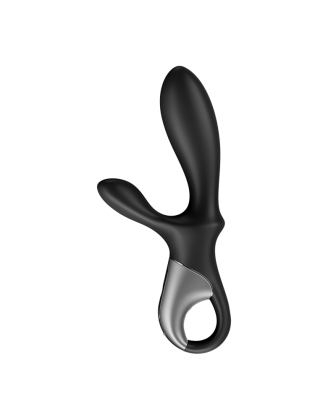 Vibromasseur rabbit noir USB, chauffant et connecté Heat Climax+  Satisfyer