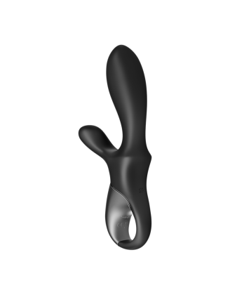 Vibromasseur rabbit noir USB, chauffant et connecté Heat Climax+  Satisfyer