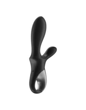 Vibromasseur rabbit noir USB, chauffant et connecté Heat Climax+  Satisfyer