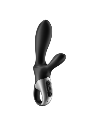 Vibromasseur rabbit noir USB, chauffant et connecté Heat Climax+  Satisfyer