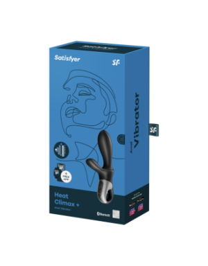 Vibromasseur rabbit noir USB, chauffant et connecté Heat Climax+  Satisfyer