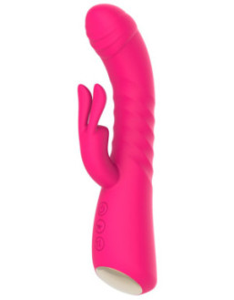 Vibromasseur rabbit rose chauffant avec fonction va-et-vient, USB