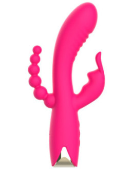 Vibromasseur triple stimulation très puissant rose USB