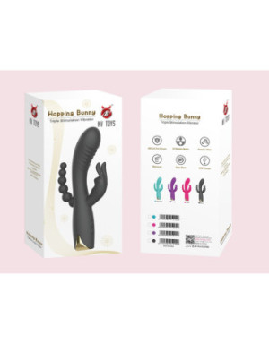 Vibromasseur triple stimulation très puissant rose USB