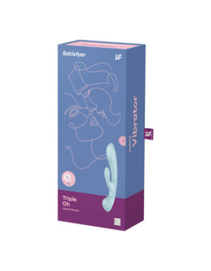 2 en 1 Rabbit point G avec stimulateur de clitoris et Wand Bleu USB Triple Oh Satisfyer