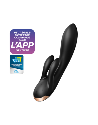 Vibromasseur rabbit noir double stimulation clitoris Double Flex Satisfyer