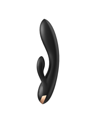 Vibromasseur rabbit noir double stimulation clitoris Double Flex Satisfyer