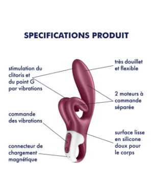 Vibromasseur rabbit point G rouge double stimulation clitoridienne Touch Me SatisfyerSA