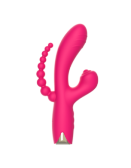 Vibromasseur triple stimulation USB rose Snappy Bunny