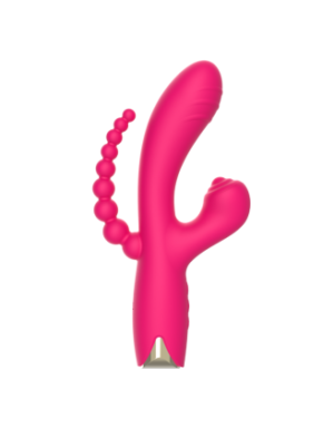 Vibromasseur triple stimulation USB rose Snappy Bunny