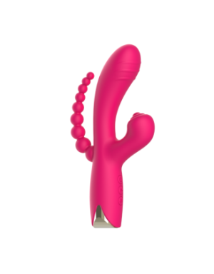 Vibromasseur triple stimulation USB rose Snappy Bunny