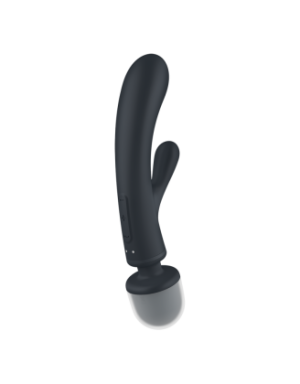 2 en 1 Vibromasseur rabbit et wand noir USB Triple Lover Satisfyer