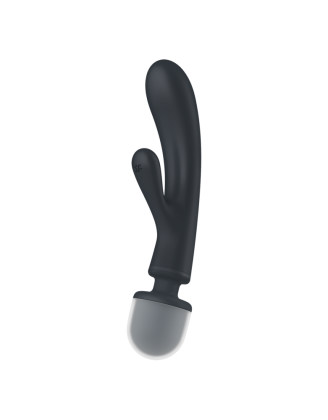 2 en 1 Vibromasseur rabbit et wand noir USB Triple Lover Satisfyer