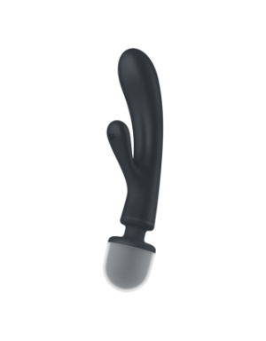 2 en 1 Vibromasseur rabbit et wand noir USB Triple Lover Satisfyer