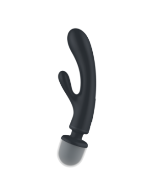 2 en 1 Vibromasseur rabbit et wand noir USB Triple Lover Satisfyer