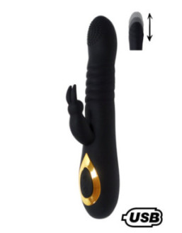TWIST 2 Noir, Vibromasseur Rabbit "va-et-vient" USB en silicone médical, doté de 18 modes de stimulation