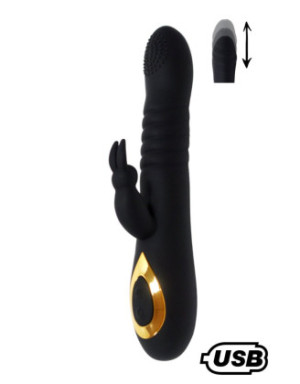 TWIST 2 Noir, Vibromasseur Rabbit "va-et-vient" USB en silicone médical, doté de 18 modes de stimulation