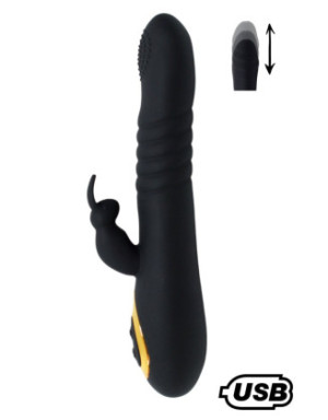 TWIST 2 Noir, Vibromasseur Rabbit "va-et-vient" USB en silicone médical, doté de 18 modes de stimulation