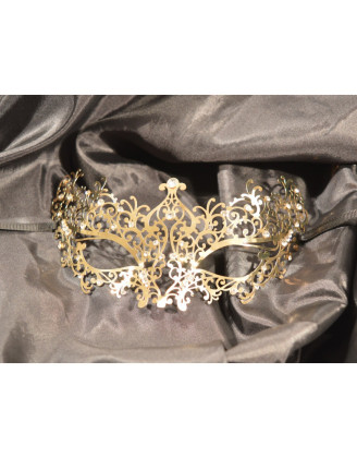 Masque vénitien Chiara rigide doré avec strass