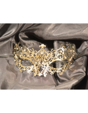 Masque vénitien Chiara rigide doré avec strass