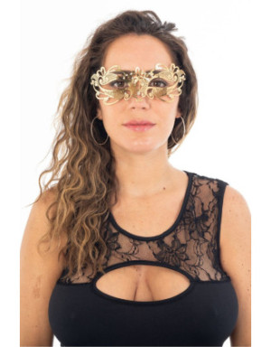 Masque vénitien Gaia rigide doré avec strass