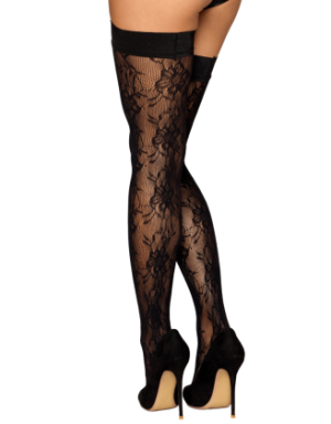 Bas autofixant fantaisie noir