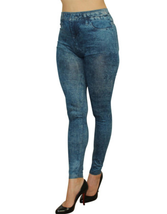 Legging bleu effet jean délavé