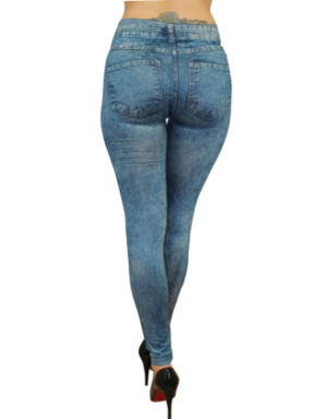 Legging bleu effet jean délavé