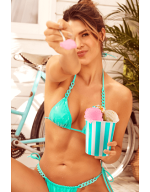 Bikini Turquoise Vinyle avec Chaînettes
