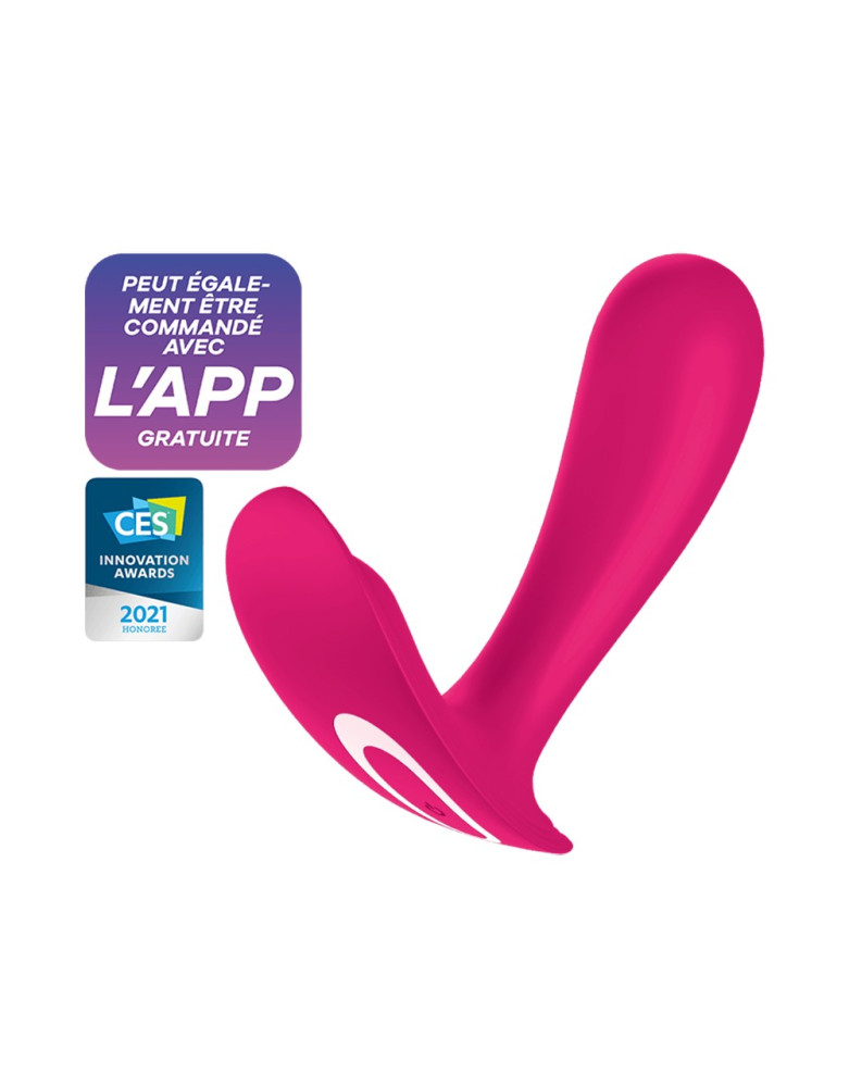 2 en 1 Vibromasseur et stimulateur clitoridien rose connecté Top Secret Satisfyer