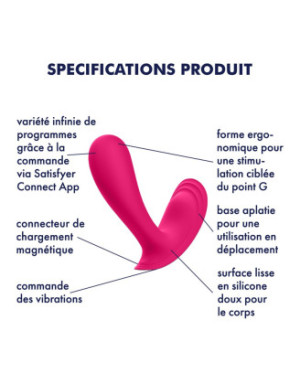 2 en 1 Vibromasseur et stimulateur clitoridien rose connecté Top Secret Satisfyer