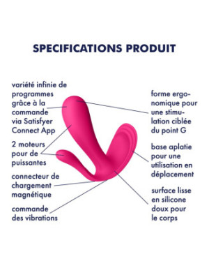 3 en 1 Vibromasseurs et stimulateur clitoridien rose connecté Top Secret + Satisfyer
