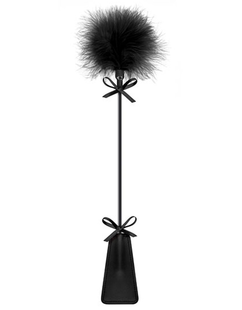 Cravache noire bdsm avec plumeau